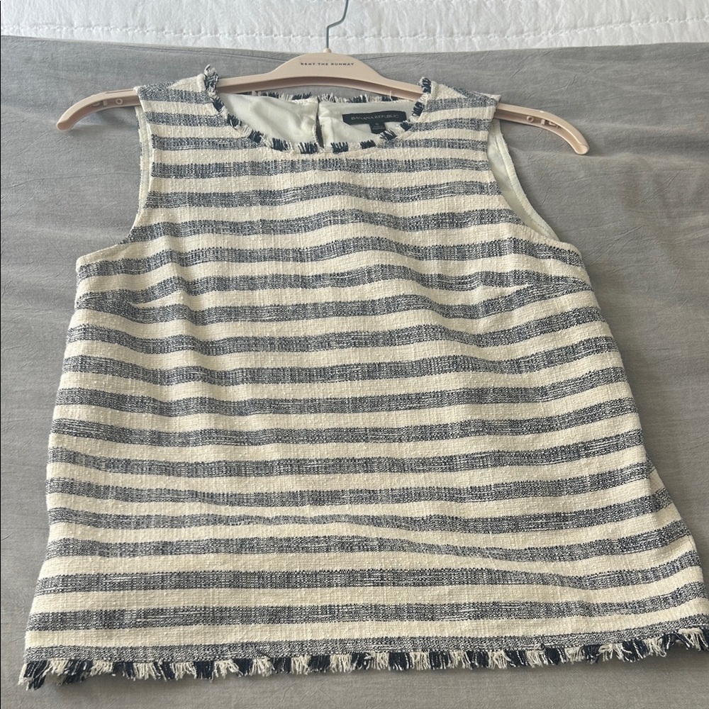 Banana Republic Striped Sleeveless Top - Blue and Cream